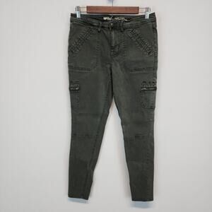 Mossimo High Rise Cargo Jeggings Size 28" Green Utility Military Gorp Indie